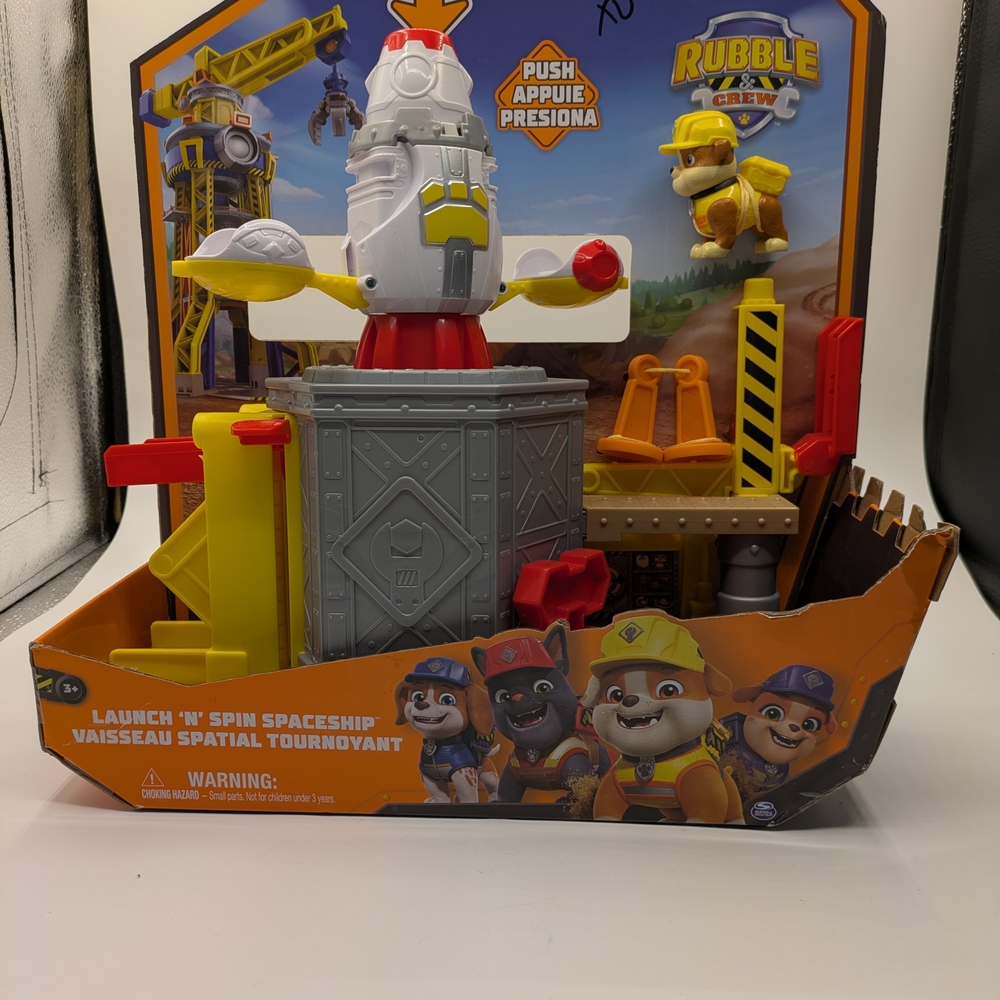 Toy Paw Patrol Rubble Crew Launch 'N' Spin Spaceship New